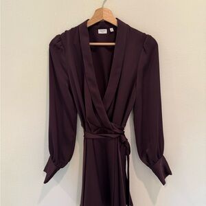 Aritzia Babaton Hyde Satin Mini Wrap Dress